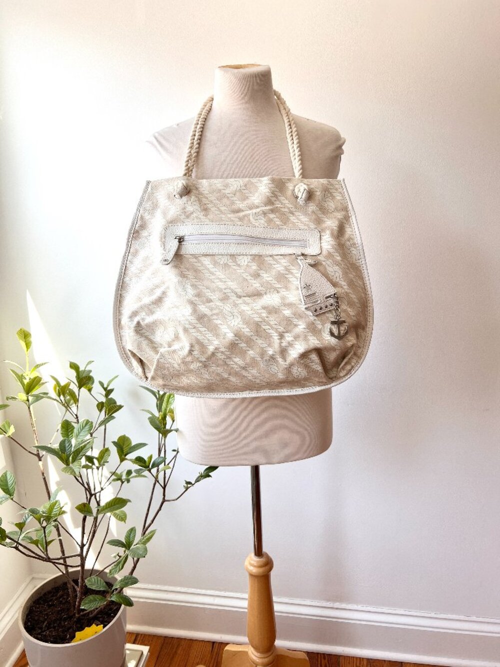 Rafe for Clarins nautical white tote bag